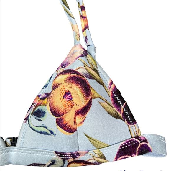Triangl Light Blue Orange Purple Multicolor Lightly Padded Bikini Top Size Small - Picture 3 of 7